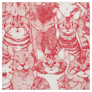 just kittens vermillion red fabric