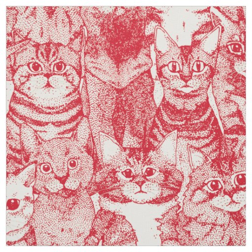 just kittens vermillion red fabric