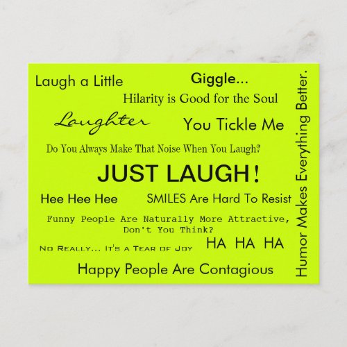 JUST LAUGH Postcard by April McCallum