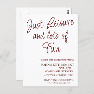 Just Leisure and lots of fun Funny Retirement Postcard