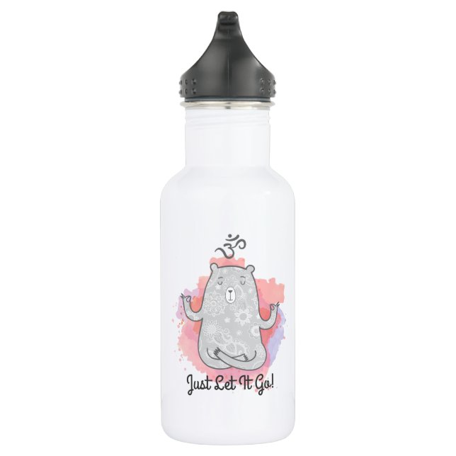 Just Let It Go Yoga Bear Stainless Steel Water Bottle (Right)