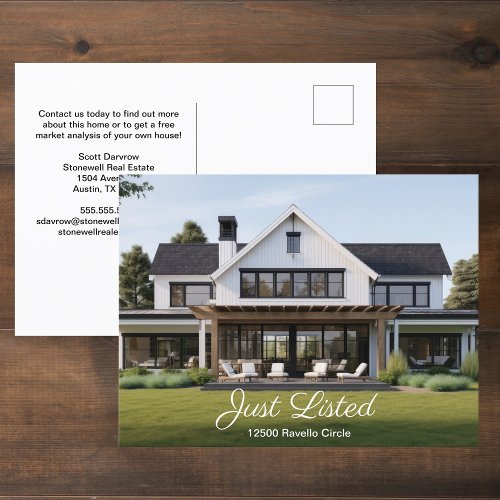 Just Listed House Photo Real Estate Marketing Postcard