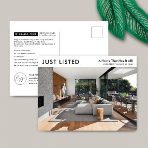 Just Listed Minimalist Property For Sale Marketing Postcard