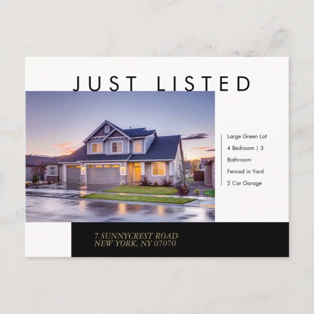 Just Listed Modern Real Estate Postcard (Front)
