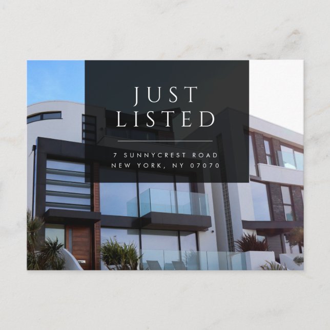 Just Listed Modern Real Estate Postcard (Front)
