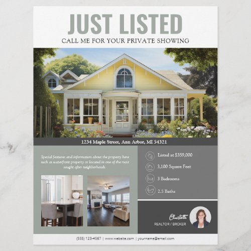 Just Listed Real Estate Flyer