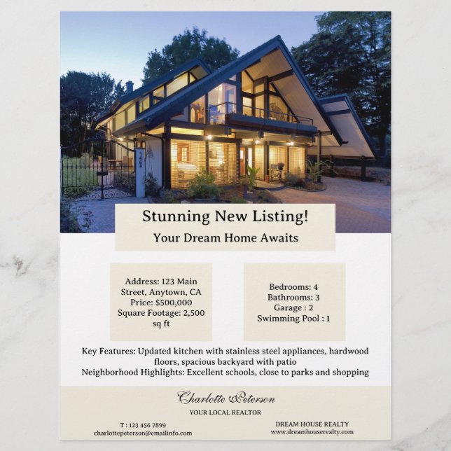 Just Listed Real Estate Flyer (Front)