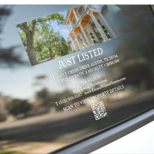 Just Listed Real Estate Promotional Car  Window Cling