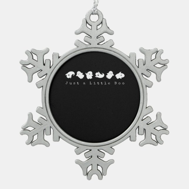 Just Little Boo Creative Casual Look Snowflake Pewter Christmas Ornament (Front)