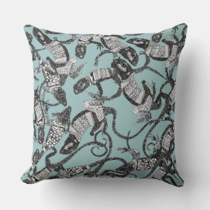 just lizards mist blue throw pillow