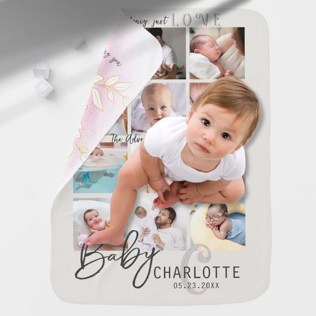 Just Love Baby Personalized Family Photo Collage Blanket (Creator Uploaded)