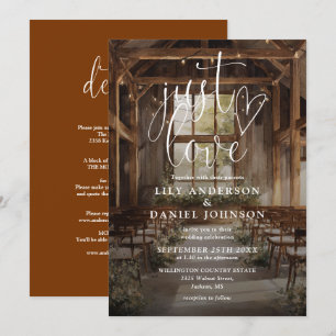 Just Love Barn String Lights All In One Wedding Invitation