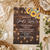 Just Love Brown Wood String Light Engagement Party