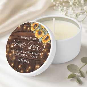 Just Love Brown Wood String Light Engagement Party Mini Candle Favors