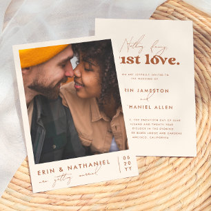 Just Love   Cream & Terracotta Retro Wedding Invitation