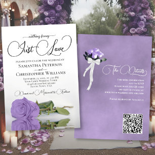 Just Love Elegant Lavender Rose QR Code Wedding Invitation