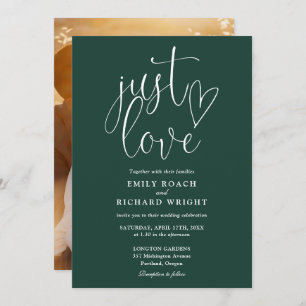 Just Love Elegant Photo Emerald Green Wedding Invitation