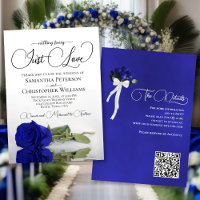 Just Love Elegant Royal Blue Rose QR Code Wedding