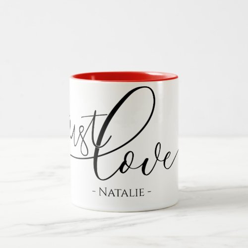 Just love  modern minimalist  Custom Name Script Two_Tone Coffee Mug