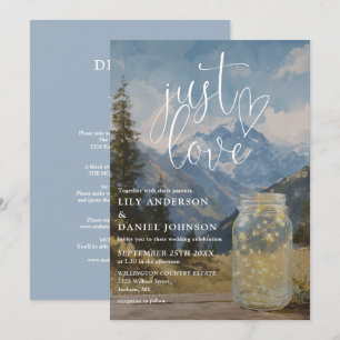 Just Love Mountain Mason Jar All In One Wedding Invitation