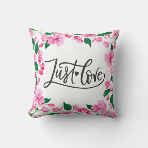 Just Love Pink Floral Throw Pillow