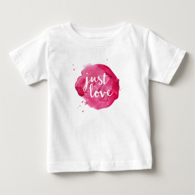 Just Love pink watercolor kids T-shirt (Front)