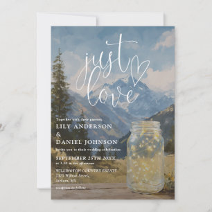 Just Love Rustic Boho Mountain Mason Jar Wedding Invitation