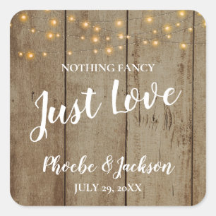 Just Love Rustic Country Glam Wedding Square Sticker