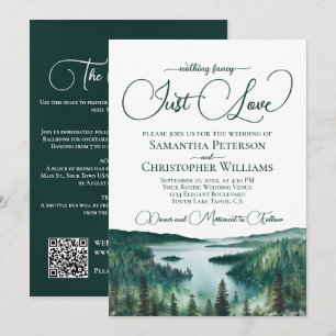 Just Love Rustic Lake Tahoe QR Code Wedding  Invitation