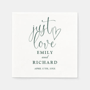 Just Love Script Elegant Emerald Green Wedding Napkins