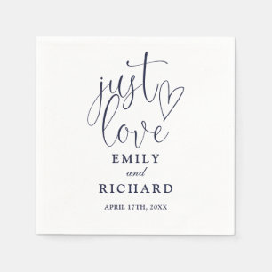 Just Love Script Elegant Navy Blue Wedding Napkins