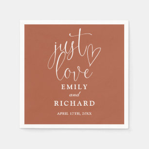 Just Love Script Elegant Terracotta Wedding Napkins