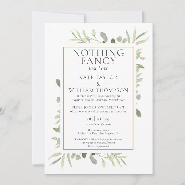 Just Love Sequel Wedding Vows Greenery Invitation (Front)