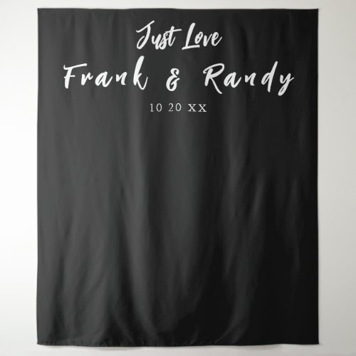 Just Love Simple Black and White Wedding Tapestry
