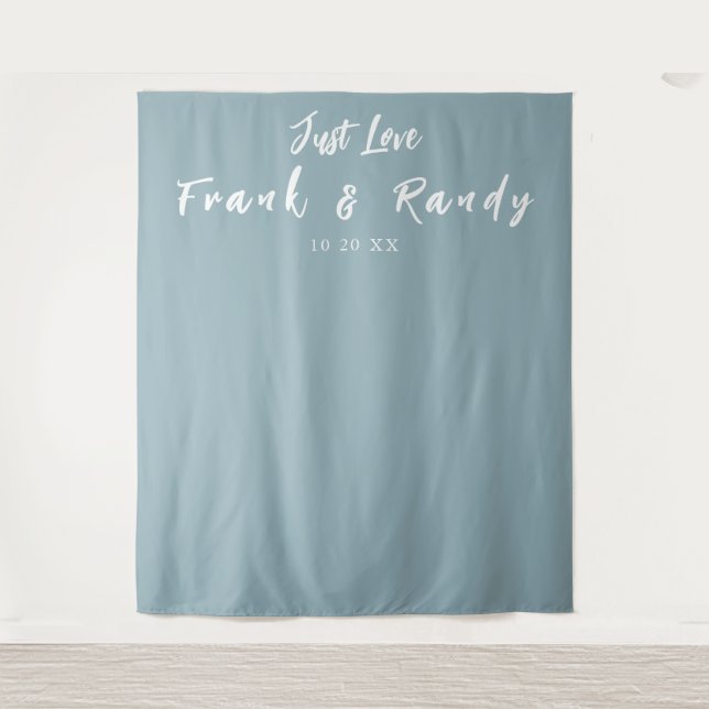 Just Love Simple Vintage Blue Wedding Backdrop (Front)