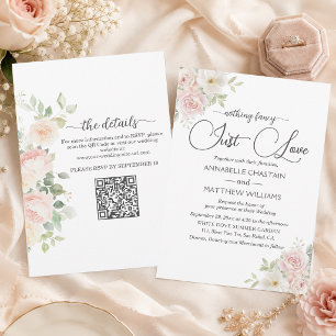 Just Love Soft Blush Roses All in One Wedding Invitation