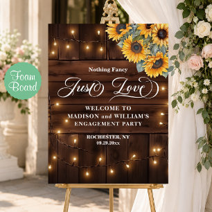 Just Love String Lights Engagement Party Welcome Foam Board