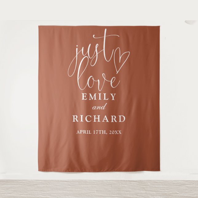 Just Love Terracotta Wedding Photo Backdrop (Front)