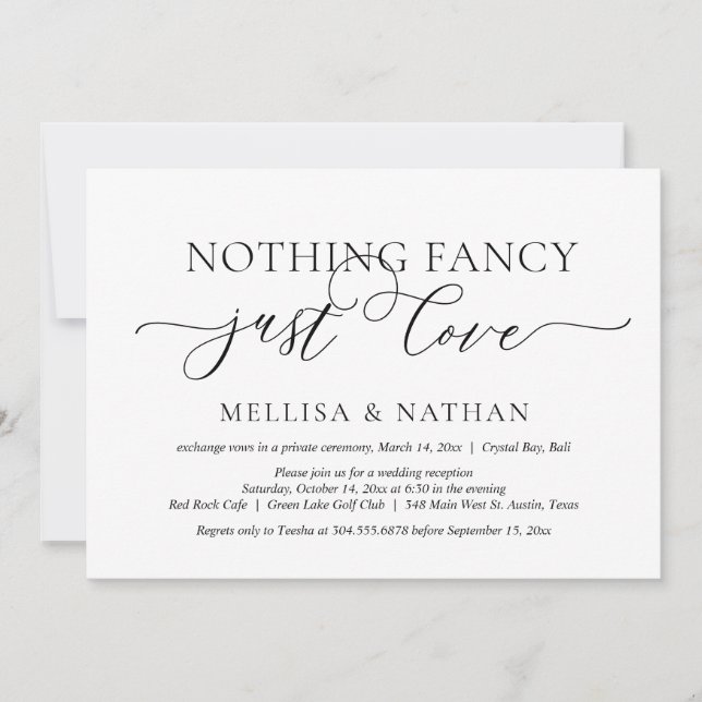 Just Love, Wedding Elopement Party Invitation (Front)