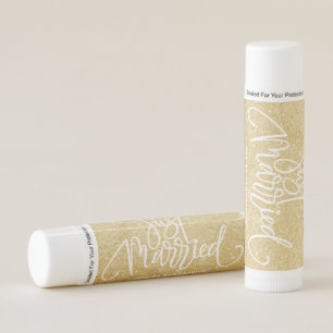 Just Maried Script   Gold Glitter Personalized Lip Balm