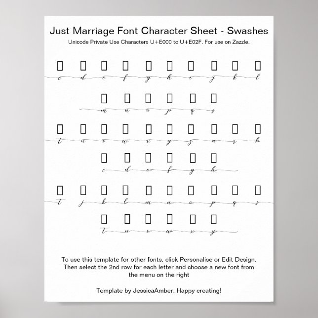 Just Marriage Font Character Sheet Alternates Poster (Front)