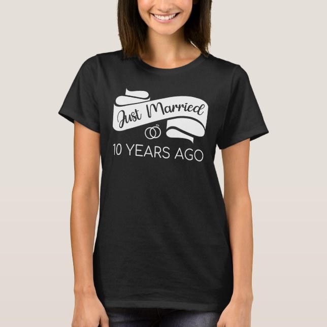 Just Married 10 Years Ago V T-Shirt (Front)