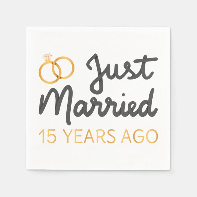 Just Married 15 Years Ago IV Napkins (Front)