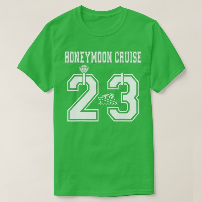 Just Married 2023 Honeymoon Cruise Newlyweds Wife  T-Shirt (Design Front)