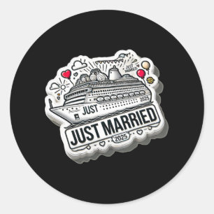 Just Married 2025 Wedding Rings Matching Couple Ne Classic Round Sticker