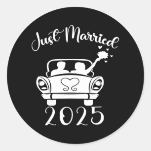 Just Married 2025 Wedding Rings Matching Couple Ne Classic Round Sticker