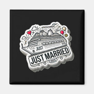 Just Married 2025 Wedding Rings Matching Couple Ne Magnet