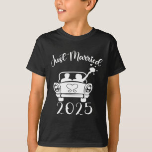 Just Married 2025 Wedding Rings Matching Couple Ne T-Shirt