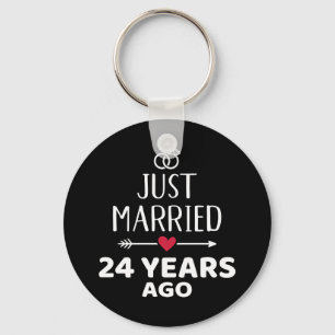 Just married 24 years ago 24th wedding anniversary keychain