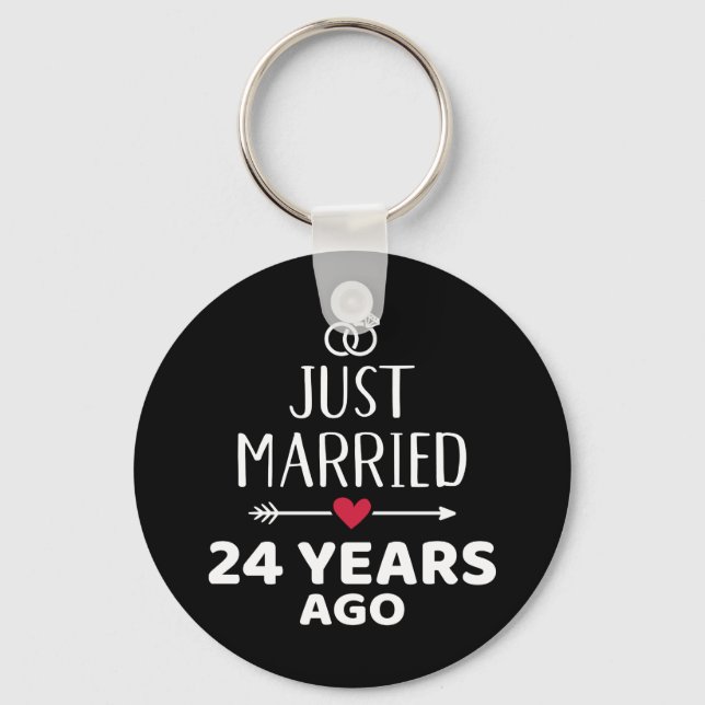 Just married 24 years ago 24th wedding anniversary keychain (Front)